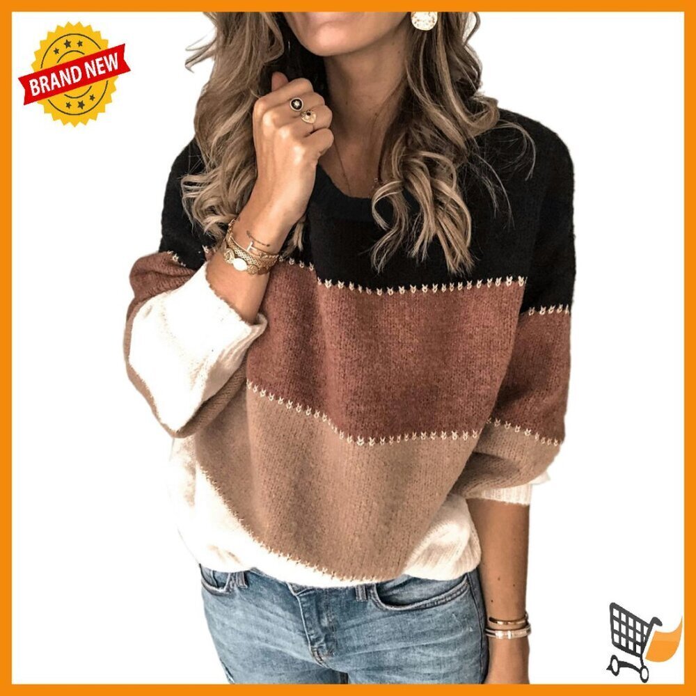 Women's Crewneck Pullover Knit Sweater Long Sleeve Casual Loose Fit